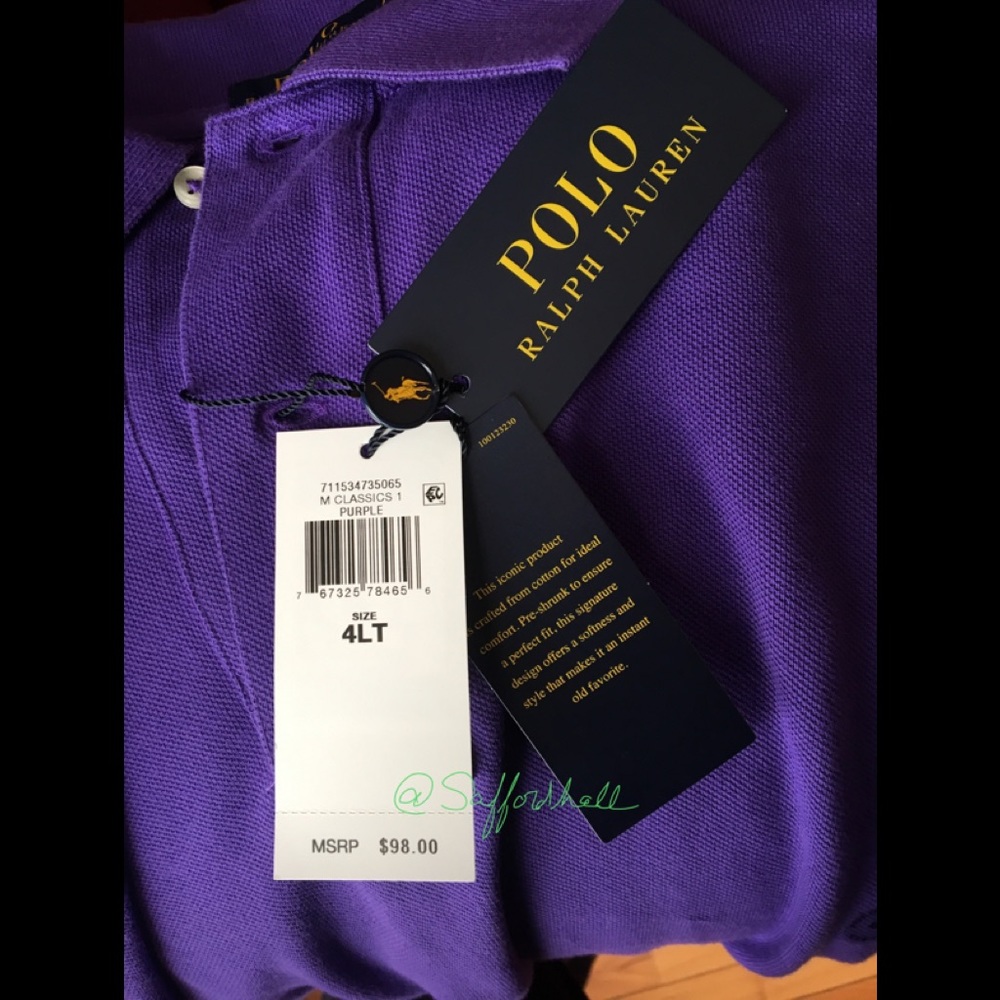 NWT Ralph Lauren Purple Polo Shirt 4XL - Picture 4 of 6